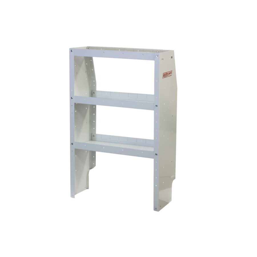 WEATHER GUARD 9352-3-03 ADJUSTABLE 3 SHELF UNIT 28 IN X 44, 28 Inch Length x 44 Inch Height x 13-1/2 Inch Depth; Tapered End Panels; 3 Shelves; With 12 Dividers; White; Steel