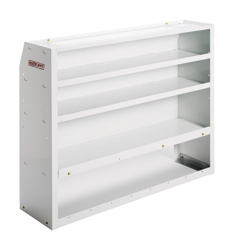 WEATHER GUARD 9452-3-01 EZ CUBE 51, 51 Inch Length x 43-3/4 Inch Height x 13-3/4 Inch Depth; Tapered End Panels; 4 Shelves; Without Dividers; White; Steel