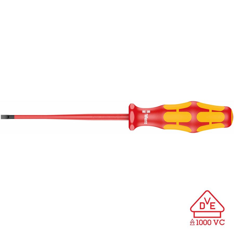 WERA 05006440001 VDE Insulated Screwdriver: Slotted 3.5mm (with Reduced Blade Diameter)