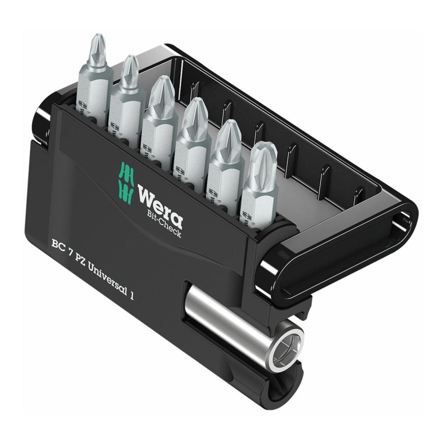 WERA 05056296001 Mini-Check Bit-Check Drive Bits Pozidriv & Universal Bitholder (7 Piece Set)