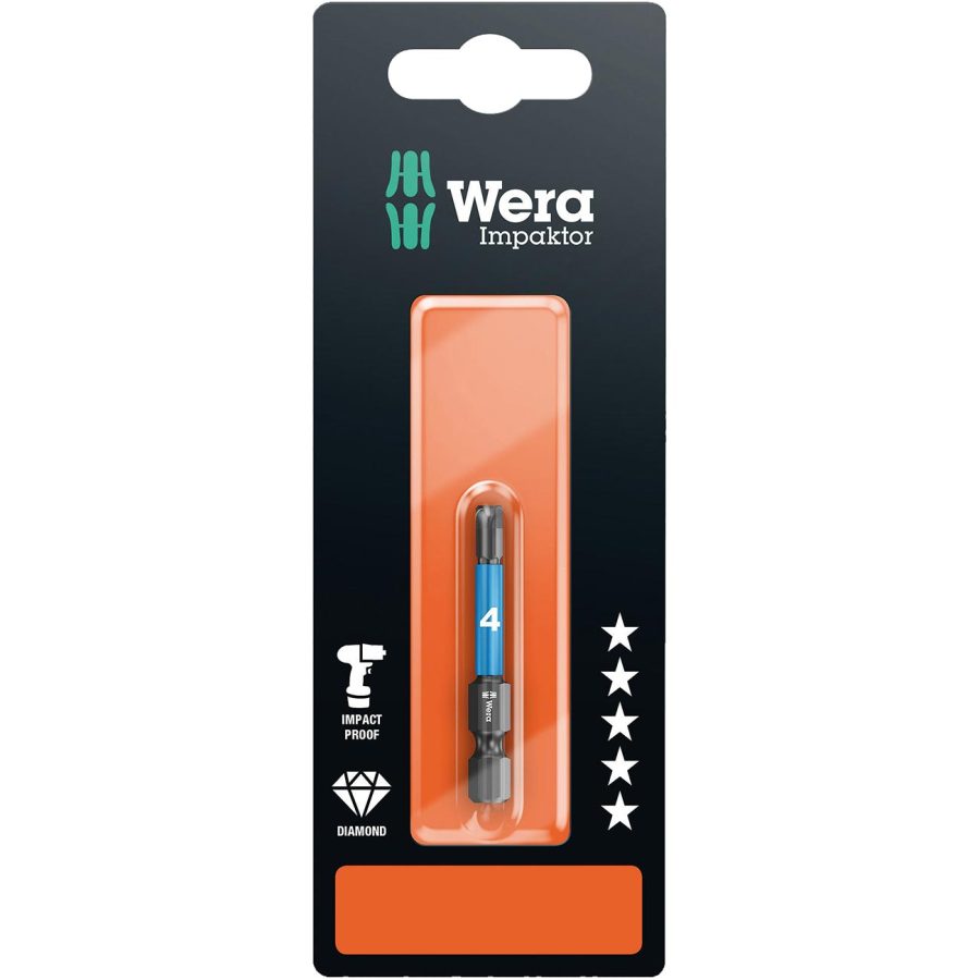 WERA 05073944001 Metric Impaktor HexPlus 4 x 50 mm Bit - 1/4 INCH Drive