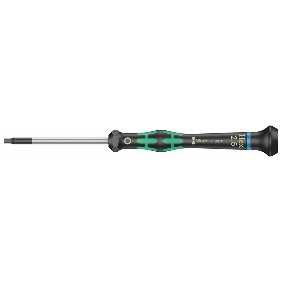 WERA 05118070001 Micro Electronics Precision Metric Hex-Plus Screwdriver - 2.5mm x 60mm