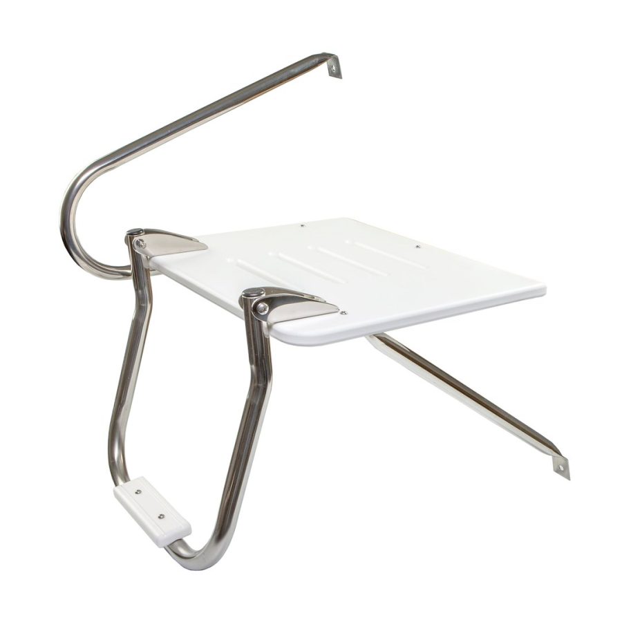 WHITECAP 67902 WHITE POLY SWIM PLATFORM KIT (OUTBO, For Boats With Inboard/ Outboard Motors; 18 Inch Width x 15 Inch Length x 3/4 Inch Height Platform; White; Plastic; With 1 Step Ladder; With Left Side Stainless Steel Rail