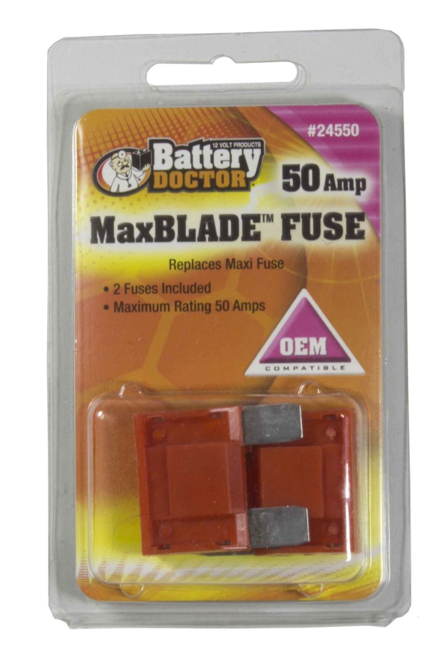 WIRTHCO 24550 MAX BLADE FUSE-50 AMP, Red Blade; Maxi; 50 Ampere