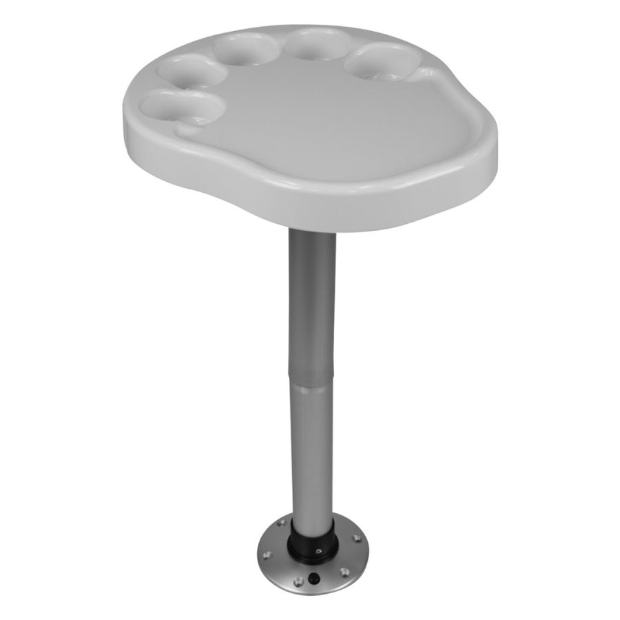 WISE 3070-710 PARTY PLATTER TABLE WHITE WITH POST, 17-3/4 Inch Length x 15-1/2 Inch Width Table Top; 30-1/4 Inch Fixed Height Table Pedestal; White; Plastic Table Top With Aluminum Pedestal; Non-Foldable; Surface Mount; With Table Top; Party Platter