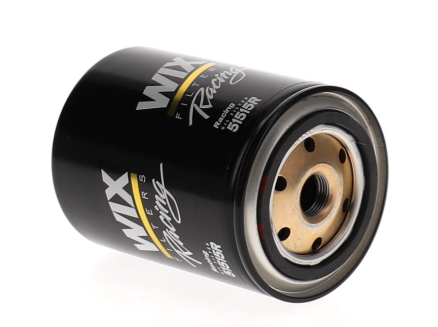 WIX 51515R LUBE, Spin-On Style; Full Flow Paper Media; With 8-11 PSI Bypass Valve; Without Removal Nut; 3.6 Inch Outside Diameter x 5.17 Inch Height; Black Housing With Wix Racing Logo; Rubber Gasket; 3/4 -16 Inch Thread Size