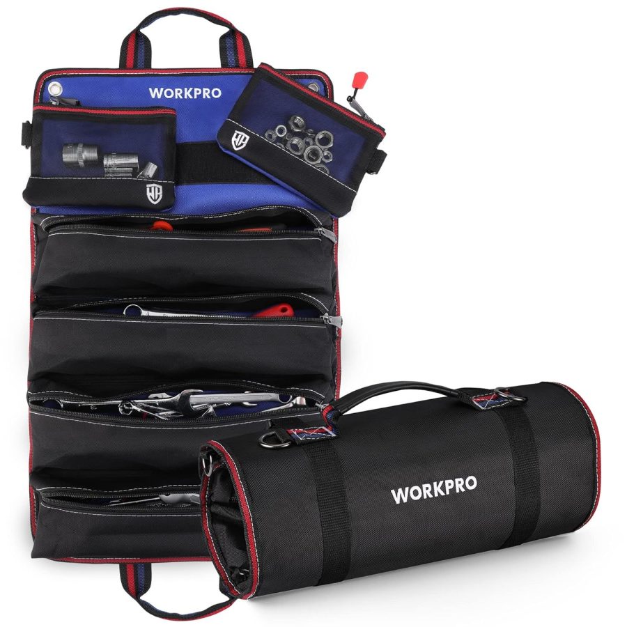 WORKPRO Roll Up Tool Bag, Tool Roll Up Bag with Detachable Tool Pouches, Heavy D