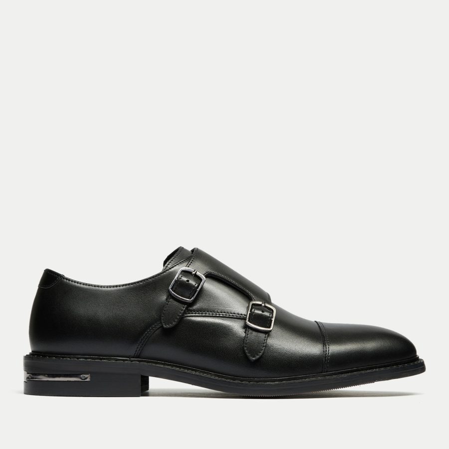 Walk London Men's Oliver Leather Monk Shoes - UK 8