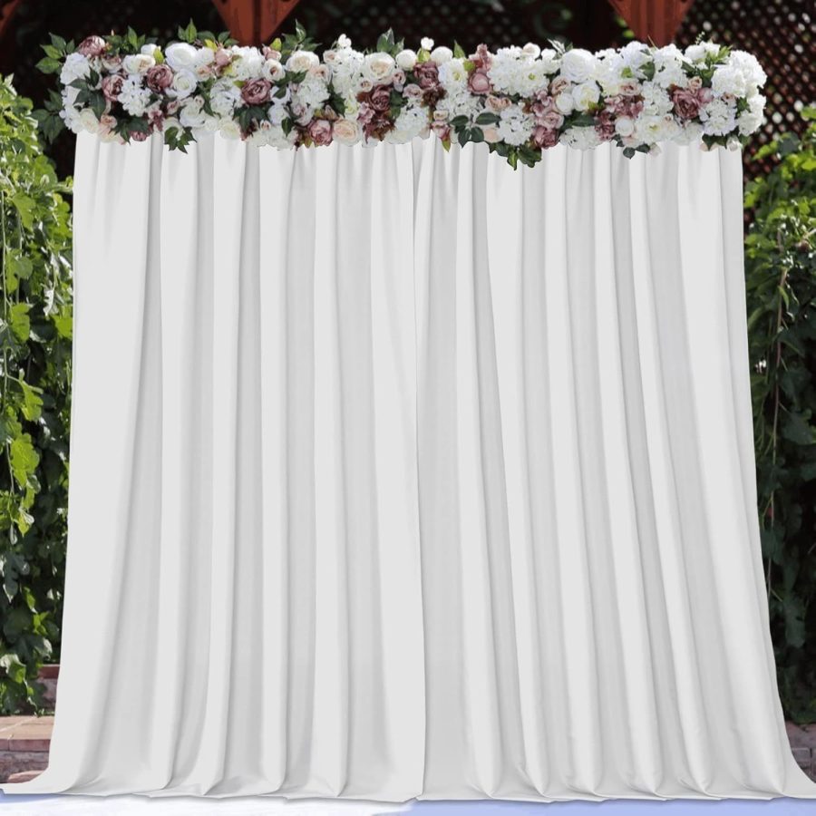 White Backdrop Curtains For Wedding Parties, Photography Backdrop Drapes For Wed