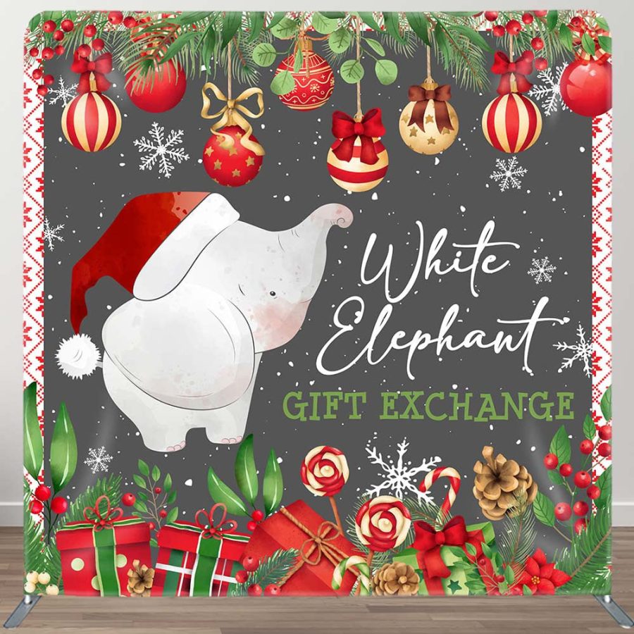 White Elephant Gifts Exchange Pillow Case Backdrop - Aperturee