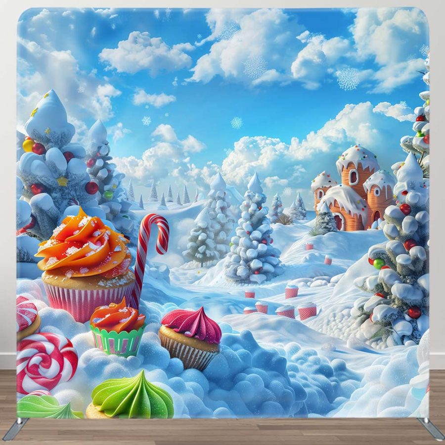 Winter Snow Field Candyland Xmas Pillow Case Backdrop - Aperturee