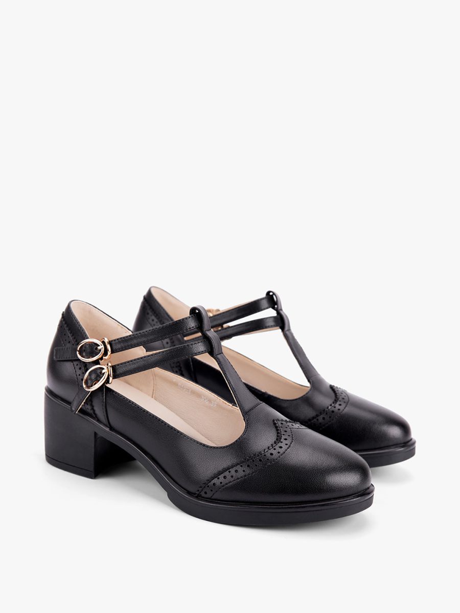 Women's Classic T-Strap Leather Shoes