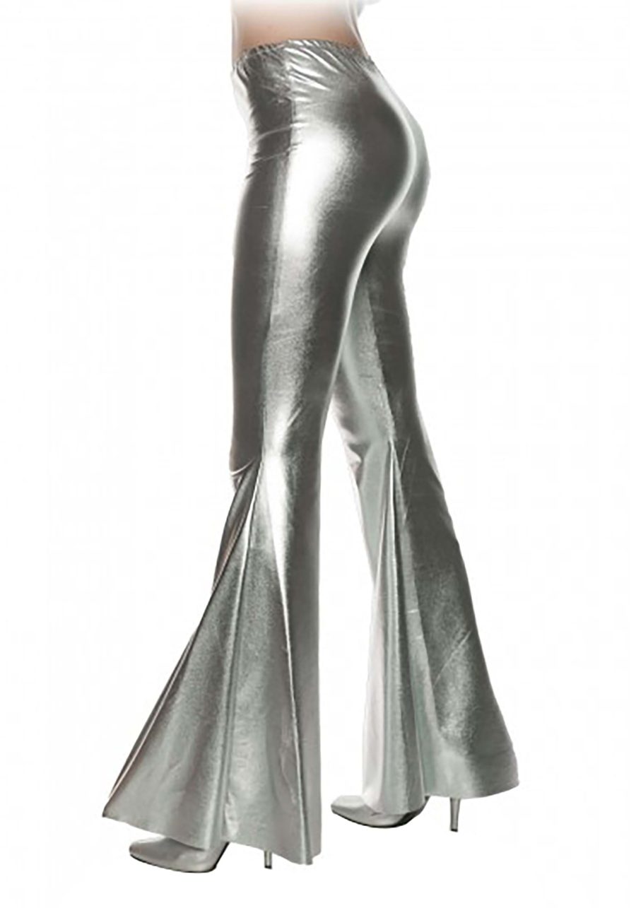 Women's Metallic Silver Bell Bottoms