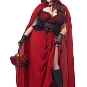 Women's Plus Size Dark Red Riding Hood Costume