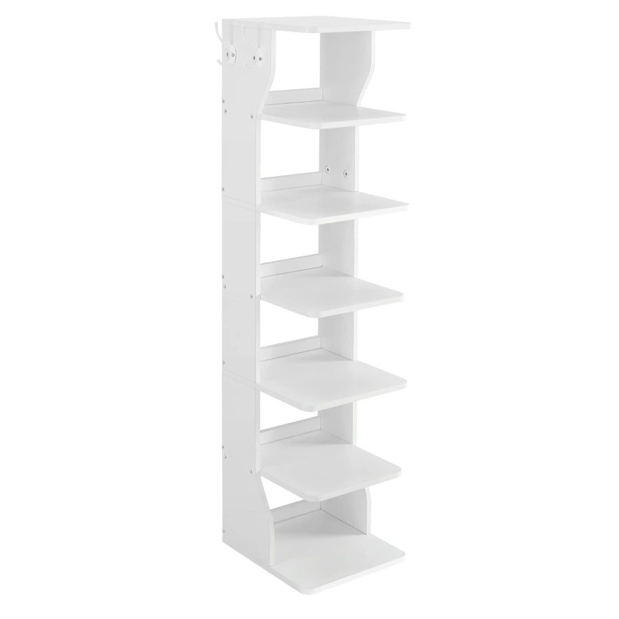 Wood Shoe Rack, 6-Tier Slim Shoe Storage Rack, Space-Saving, For Entryway, Corne