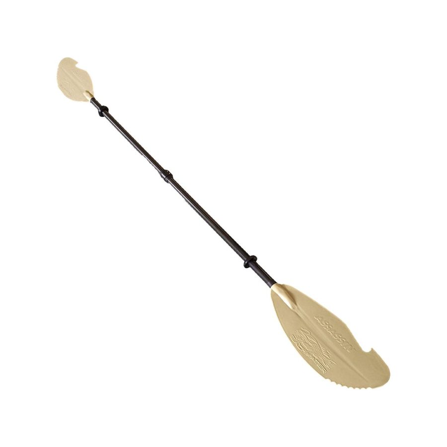 YAKGEAR 06-0018 DESERT TAN ASSASSIN FULL PADDLE (LE, Kayak Paddle; Adjustable From 90-1/2 To 94-1/2 Inch Length; Desert Tan; Plastic With Nylon Blade; Single; Hook And Teeth Blade Design; With Drip Rings