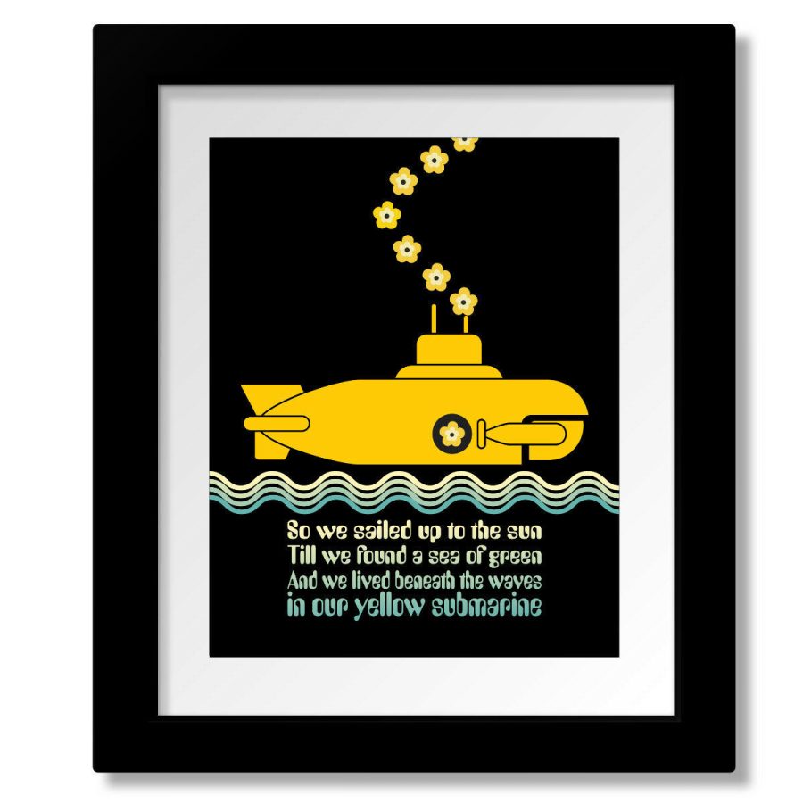 Yellow Submarine by Beatles - Song Lyrically Inspired Art Print Canvas or Plaque