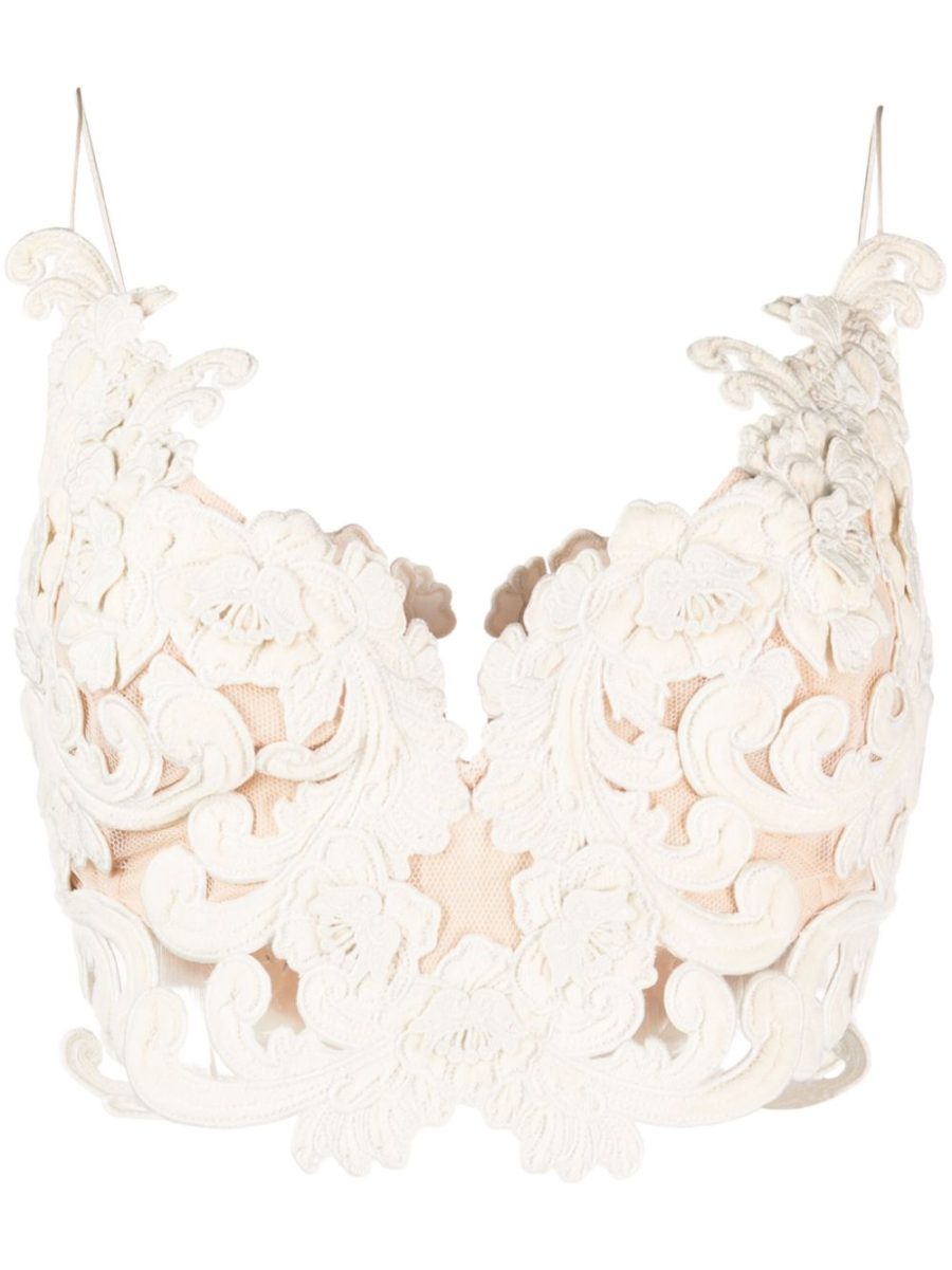 ZIMMERMANN WOMEN Floral-Embellished Top Beige