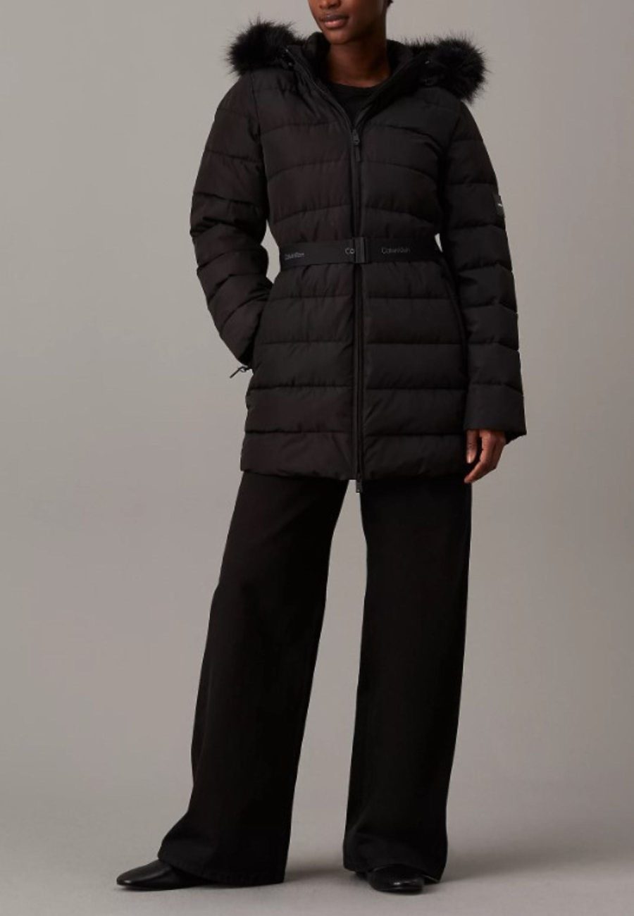 calvin klein MW PADDED SCUBA BELTED COAT jacket