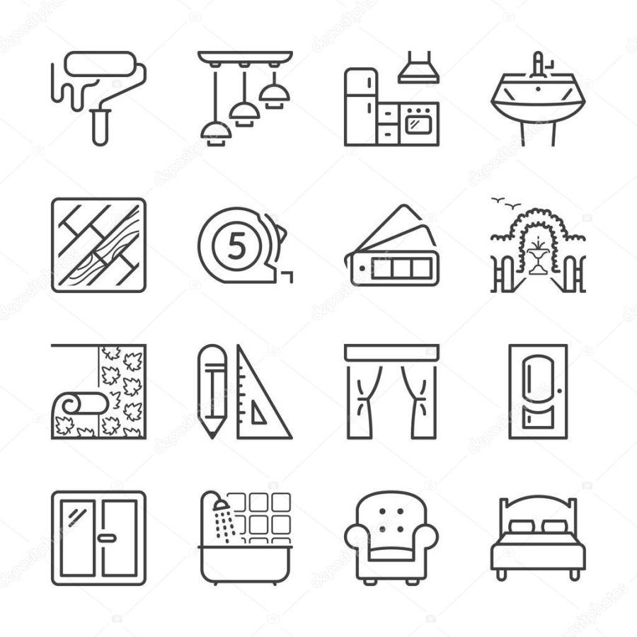 home decor thin line icons