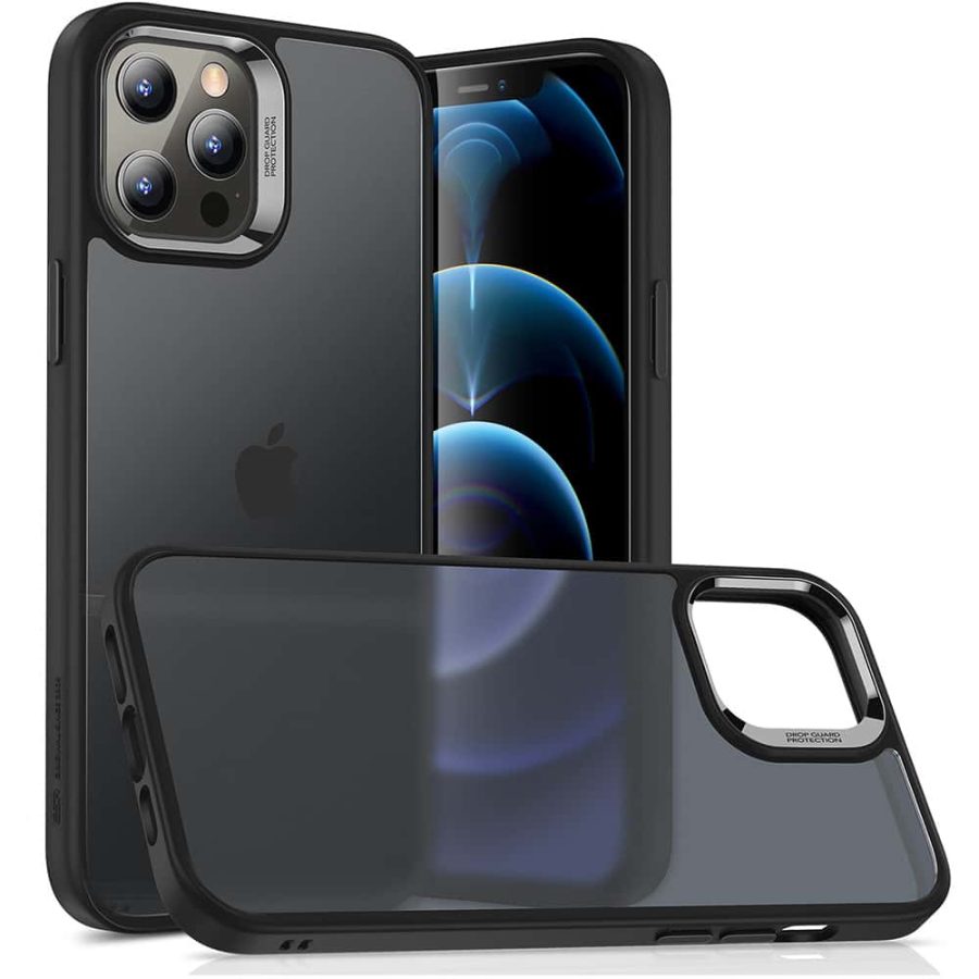 iPhone 12/12 Pro Classic Hybrid Shock-Absorbing Phone Case Frosted Black