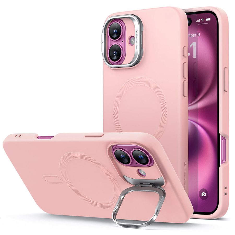 iPhone 16 Plus Cloud Soft Case with Stash Stand (HaloLock) Pink