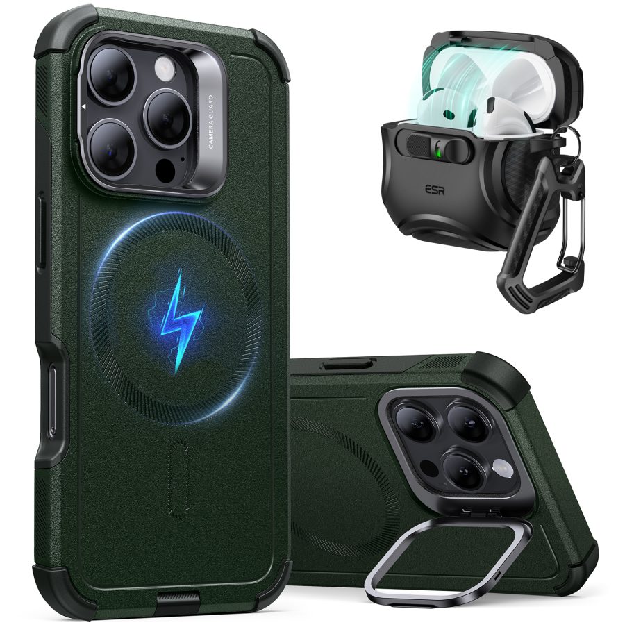 iPhone 16 Pro Cyber Protection Bundle (HaloLock) Dark Green