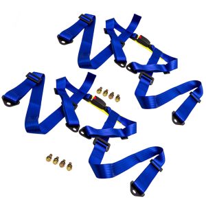 2 Packs Universal 4 Point 2" Safety Harness Racing compatible for Seat Belt Mounting Blue