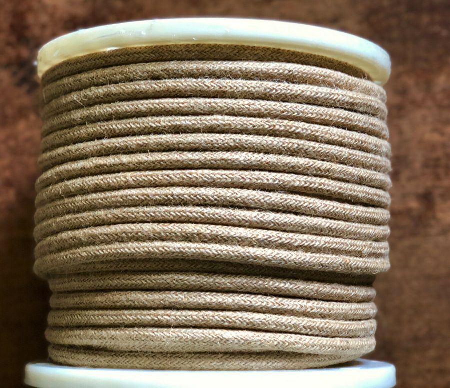 20 Feet: Jute Covered Electrical Cord, Rope/Hemp Covered Round Lamp/Pendant W...