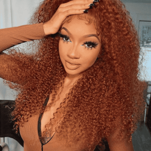 [20"=$103] 13x4 Lace Frontal Auburn Brown Hair Color Jerry Curly Lace Wigs With Baby Hair 150% Density