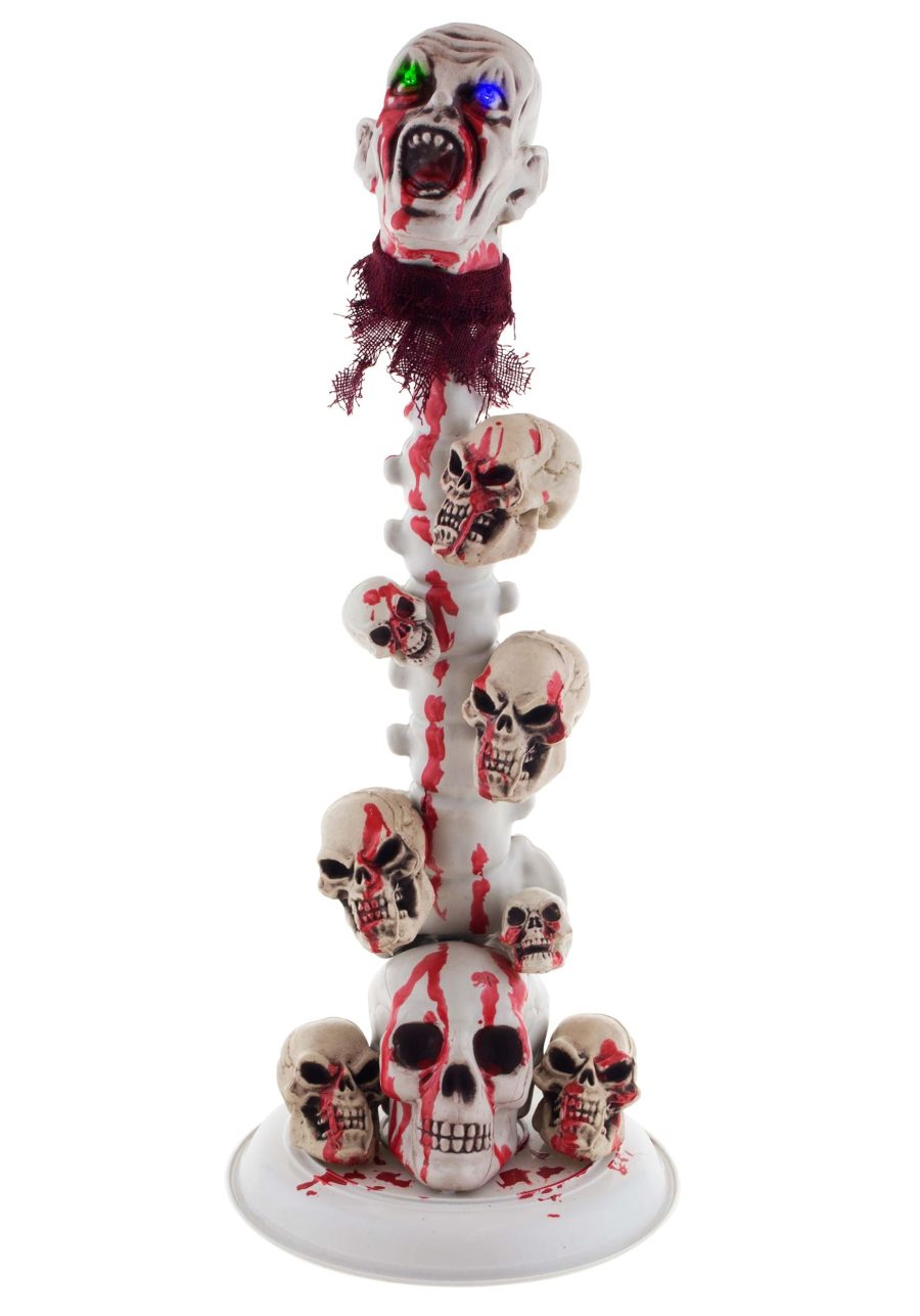 22 Skull Pillar with Light Up Eyes Decoration