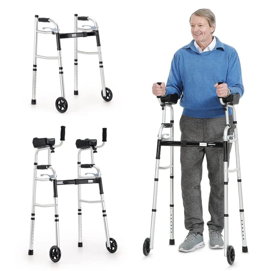 300LBS Capacity 2 Wheel Walker with Removable Armrests