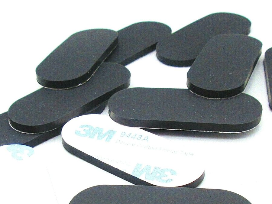 3/4" x 2" x 1/8" Oval Shaped Rubber Feet 3M Adhesive Backing Various Pack Sizes