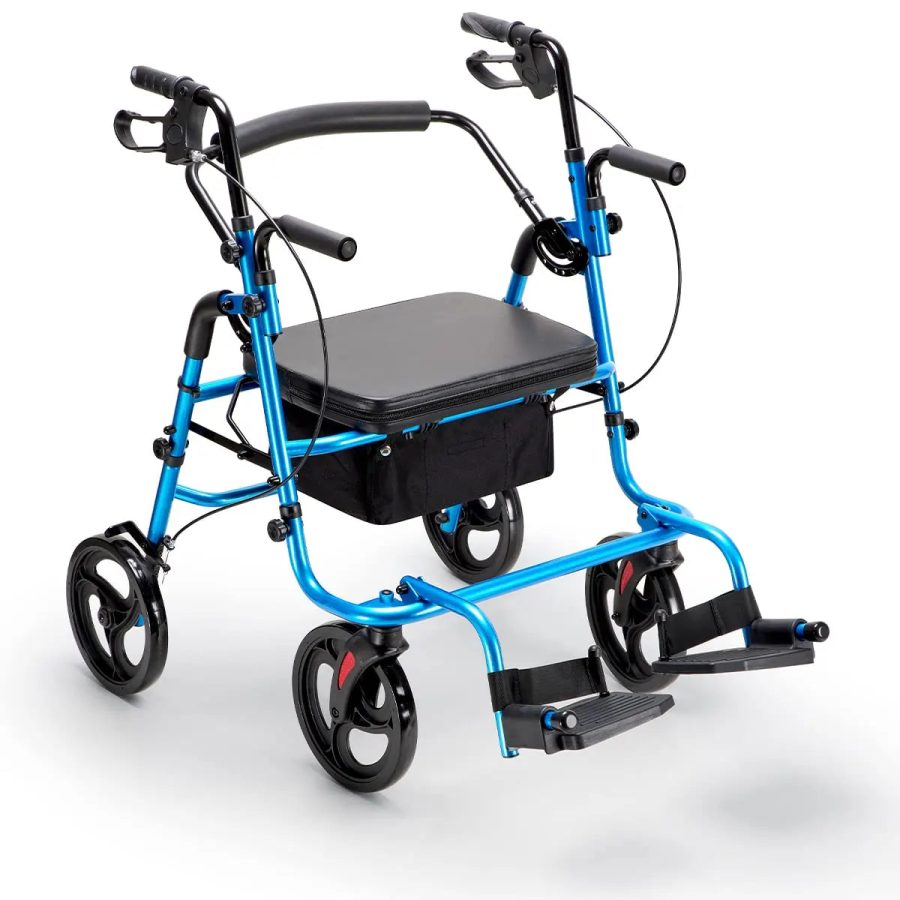 350LBS Capacity 2 in 1 Rollator Walker Wheelchair