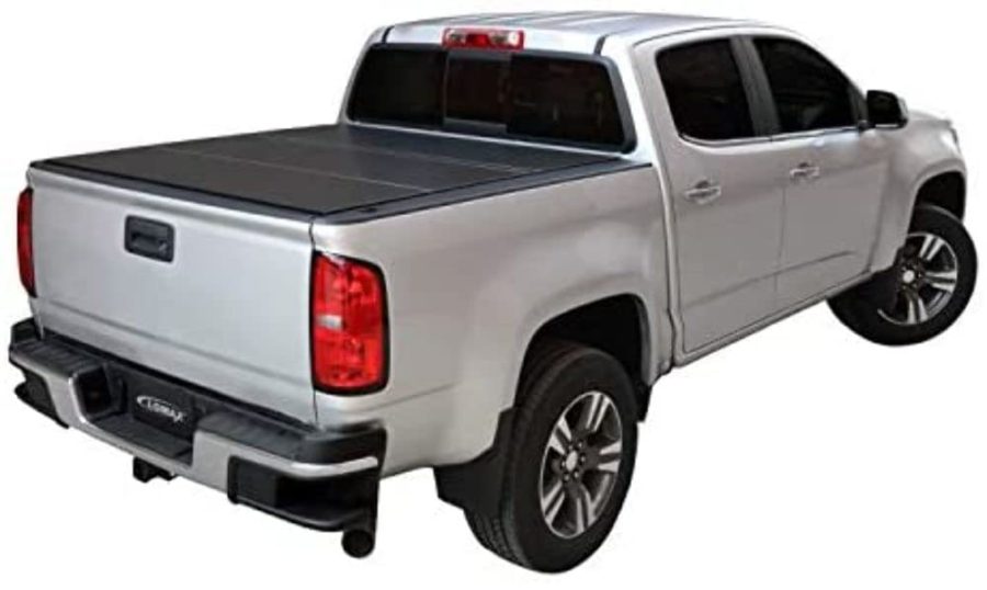 ACCESS B1030019 Tonneau Cover; LOMAX; Hard Tri-Fold With Latching System; Low Profile; 2 Folds/ 3 Panels; Textured Matte Black Finish; Aluminum; Lockable Using Tailgate Handle Lock; With Storage Clips And Clamps; Single Rail