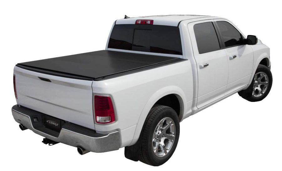 ACCESS B1040019 Tonneau Cover; LOMAX; Hard Tri-Fold With Latching System; Low Profile; 2 Folds/ 3 Panels; Textured Matte Black; Aluminum; With Storage Clips And Clamps