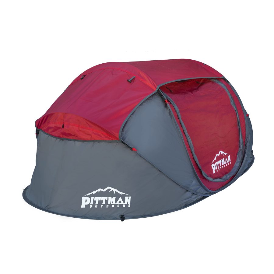 AIRBEDZ PPI-POPUP2X Instant Set-up 2 Person Pop-up Tent with Large Mesh Window, 7.55x3.94x3.2FT (Height), Red