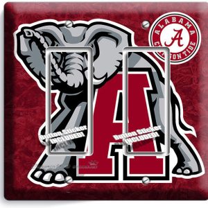 ALABAMA CRIMSON TIDE FOOTBALL DOUBLE GFI LIGHT SWITCH WALL PLATE ROOM HOME DECOR