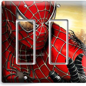 AMAZING SPIDERMAN SUPERHERO DOUBLE GFI LIGHT SWITCH WALL PLATE BOY BEDROOM DECOR