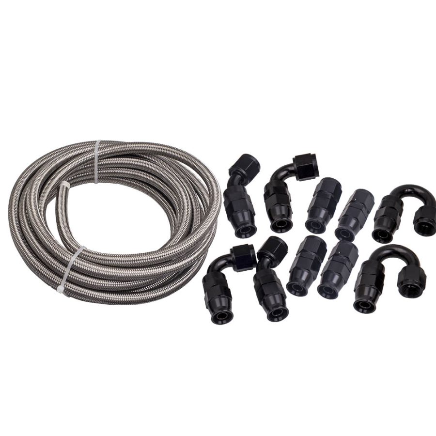 AN-8 AN8 Stainless Steel Fuel Line 20FT Fitting Hose End Ethanol Swivel Kit