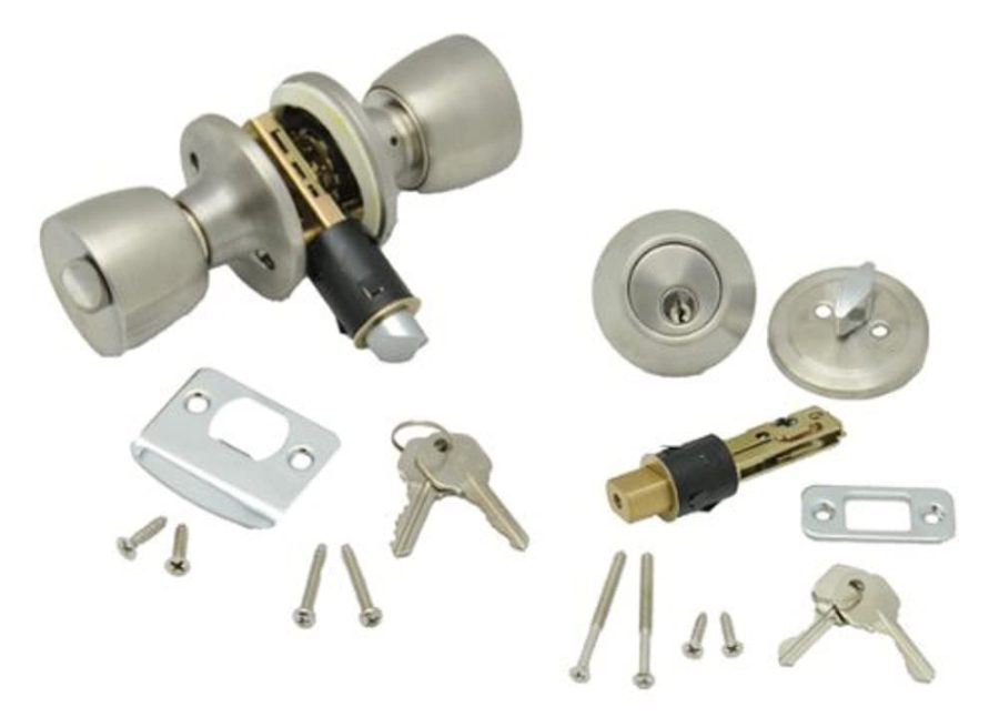 AP PRODUCTS 013-234-SS Combo Lock Set with Know Lock and Dead Bolt - Stainless Steel