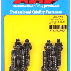 ARP 200-7613 VALVE COVER STUD KIT, For Use With Cast Aluminum Valve Cover; 1.500 Inch Overall Length; 1/4 Inch - 20 Thread Size; 12 Point Head Type; Black Oxide; Chrome Moly; With Nuts/ Washers