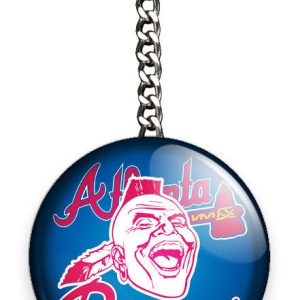 ATLANTA BRAVES BASEBALL TEAM INDIAN TOMAHAWK CHIEF HEAD KEYCHAIN KEY FOB CHAIN