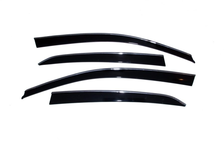 AVS 794042 Low Profile Ventvisor / Rain Guard | Fits 2020 - 2024 Hyundai Palisade, Smoke w/Chrome Trim - 4 pcs.