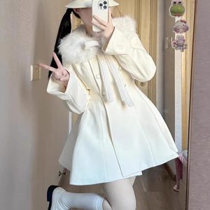 Academic Lolita Coats Ecru White Bows Polyester Overcoat Coat Winter Lolita Outwears