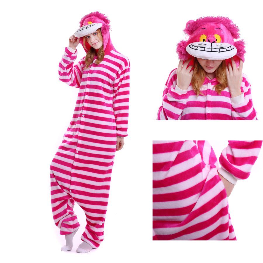 Adult Kigurumi Animal Onesies Jumpsuit Costume Pajamas Sleepwear Cheshire Cat