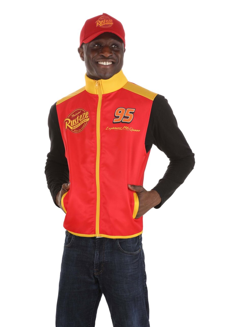 Adult Lightning McQueen Crew Hat & Vest Costume Kit