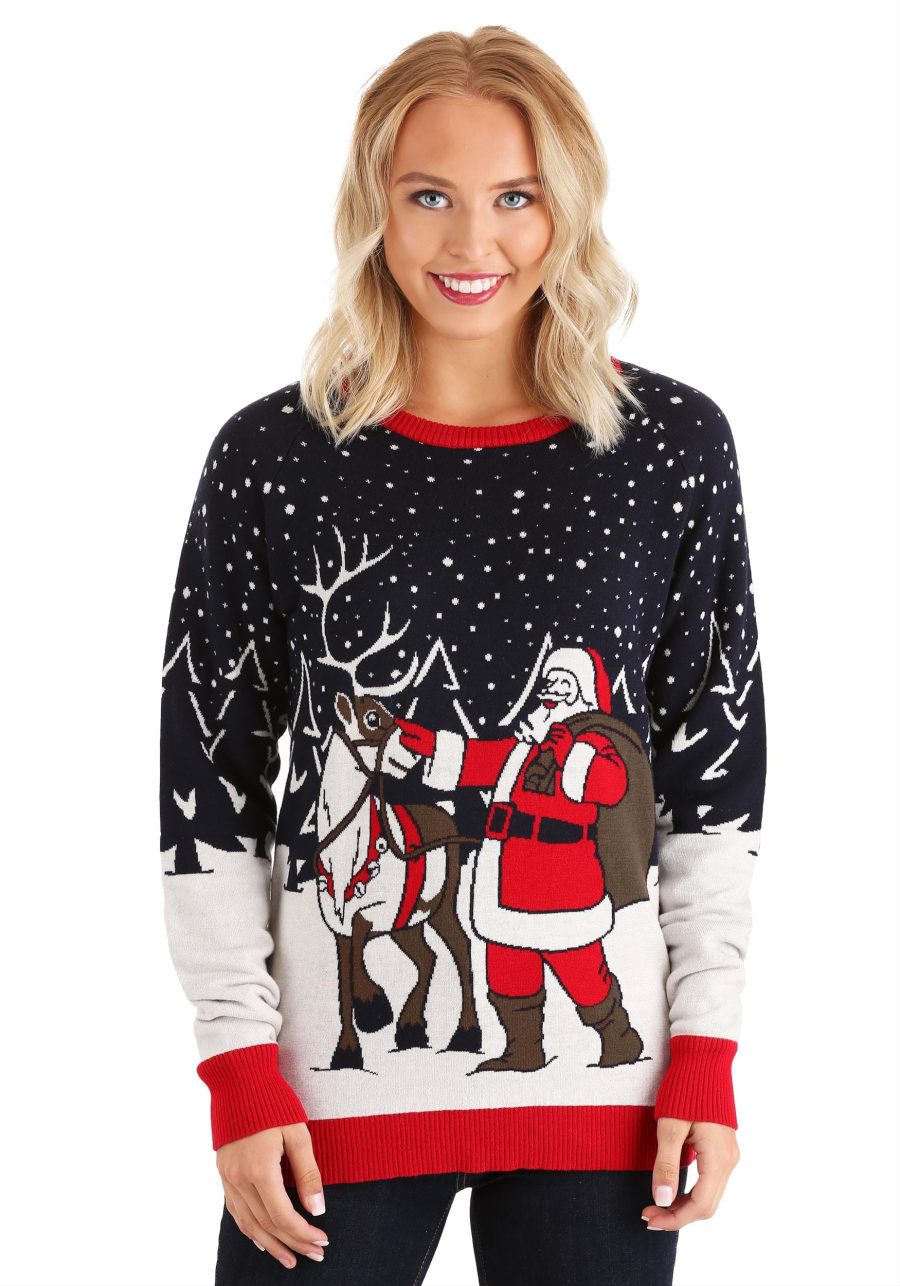 Adult Santa & Reindeer Unisex Ugly Christmas Sweater