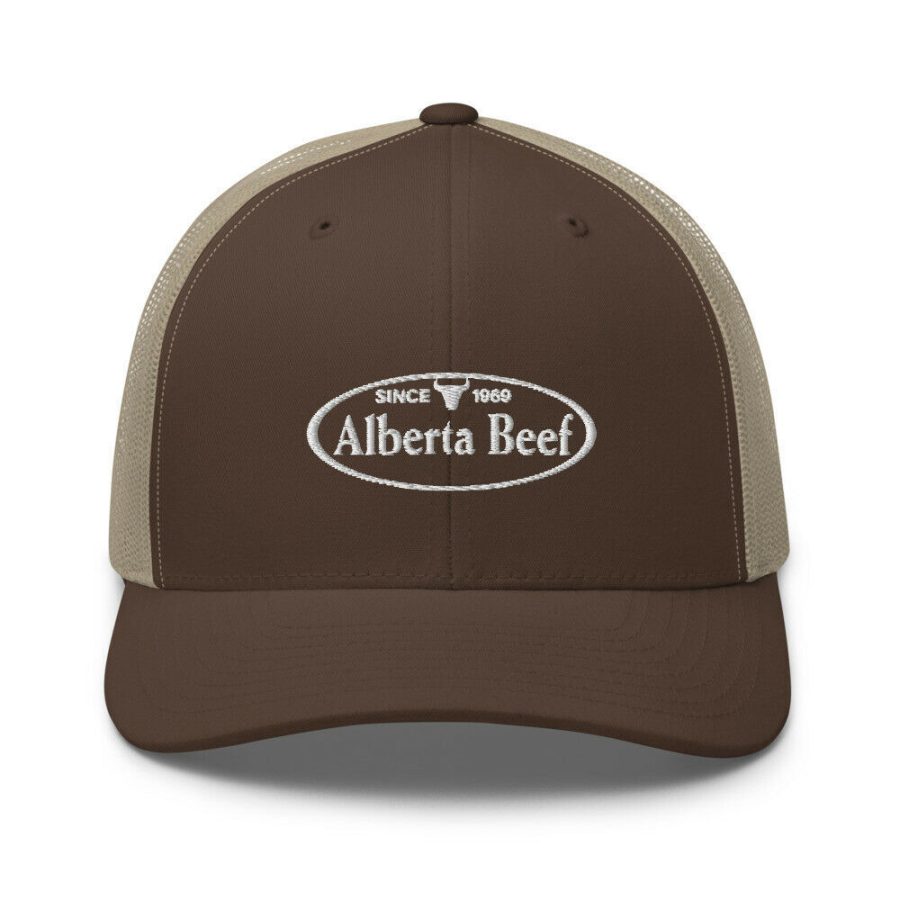 Alberta Beef Hat ,Letterkenny shoresy hat, Squirrely Dan,embroidery, brown/khaki