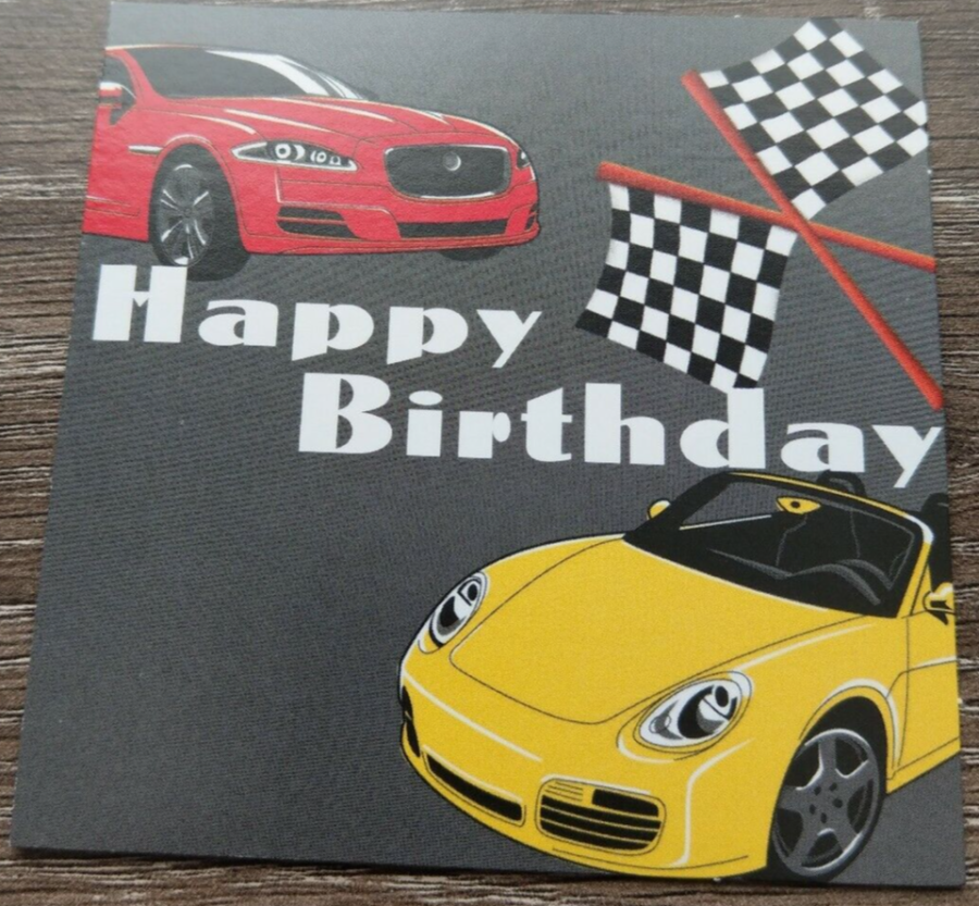 American Greetings~ Small Blank Birthday Card~Racing~With Envelope~New~Shipn24